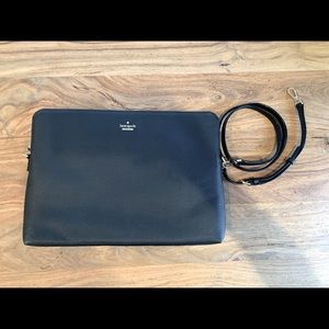 Kate Spade laptop crossbody bag in black leather.  Brand new, never used!